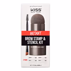 Kiss New York Professional Instant Brow Stamp and Stencil Kit Powder Stamp Eyebrow Shaping Kit Black Brown