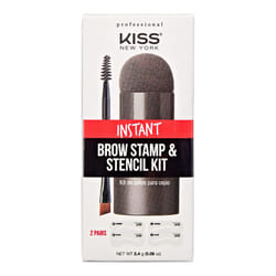 Kiss New York Professional Instant Brow Stamp and Stencil Kit Powder Stamp Eyebrow Shaping Kit Black Brown