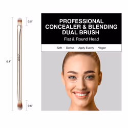KISS NEW YORK Professional Dual Ended Concealer & Blending Brush  Flat Concealer Brush for Imperfection & Even Coverage  Small Area Even Application f