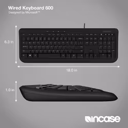Incase Designed by Microsoft Wired 600 keyboard Universal USB QWERTY UK English Black - Additional view 4
