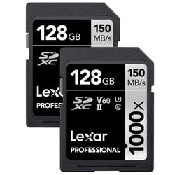 Lexar Professional 1000X 128GB (2-Pack) SDXC Uhs-II Cards