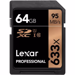 Lexar LSD64GCB1EU633 64 GB Professional Class 10 UHS-I 633x Speed SDHC Flash Memory Card black