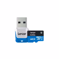 Lexar High-Performance microSDXC 633x 64GB UHS-I/U1 w/USB 3.0 Reader Flash Memory Card - LSDMI64GBB1NL633R