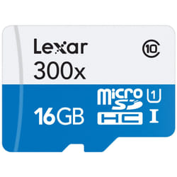 Lexar High-Performance microSDHC 300x 16GB UHS-I/U1 Flash Memory Card - LSDMI16GBBNL300