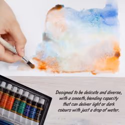 Watercolour Paints Set by Crafts 4 All 12 Premium Quality Art Watercolors Painting Kit for Artists, Students & Beginners - Perfect for Landscape...