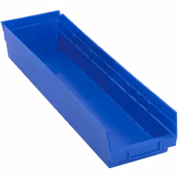 Quantum Storage Systems QSB106BL 8Pack 4 Hanging Plastic Shelf Bin Storage Containers 235/8 x 65/8 x 4 Blue