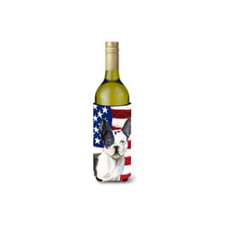 Carolines Treasures BB9372LITERK Black White French Bulldog Patriotic Wine Bottle Beverge Insulator Hugger