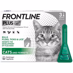 Cats FRONTLINE Plus Flea & Tick Treatment- 3 Pipettes - 3 Pipettes