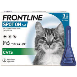 For Cats FRONTLINE Spot On Flea & Tick Treatment - 3 Pipettes - 3 Pipettes
