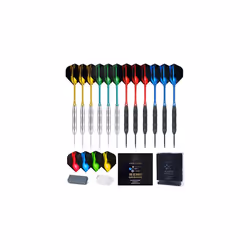 CENTAUR 12 Pack Steel Tip Darts, Professional 22 Grams Metal Dart Set with 4 Color Premium Aluminum Shafts and 4 Style PET Fl ...