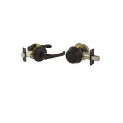Newport Series Grade 3 Keyed Entry Lever & Single Cylinder Deadbolt Set, Oil Rubbed Bronze