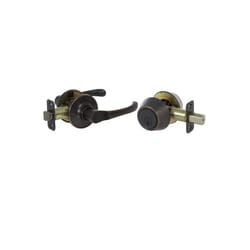 Newport Series Grade 3 Keyed Entry Lever & Single Cylinder Deadbolt Set, Edged Bronze