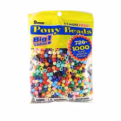 Darice Big Value Plastic  9mm  Piece Opaque Color  Pony  1000 Beads  M