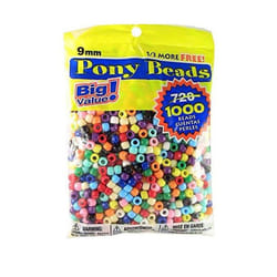 Darice Big Value Plastic  9mm  Piece Opaque Color  Pony  1000 Beads  M