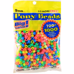 Darice Assorted Neon Pony Beads - Great Craft Projects for All Ages - Bead Jewelry Ornaments Key Chains Hair Beading - Rou ...