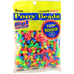 Darice Assorted Neon Pony Beads - Great Craft Projects for All Ages - Bead Jewelry  Ornaments  Key Chains  Hair Beading - Round Plastic Bead With Cent