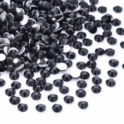 Meibite Black Flatback Rhinestones  Glass Rhinestones for Nail Art and Craft  Glue Fix  Loose Crystal Gemstones(Black  SS10  1440pcs  2.7-2.8mm)
