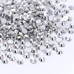 Meibite Silver Flatback Rhinestones  Glass Rhinestones for Nail Art and Craft  Glue Fix  Loose Crystal Gemstones(Silver  SS8  1440pcs  2.3-2.5mm)