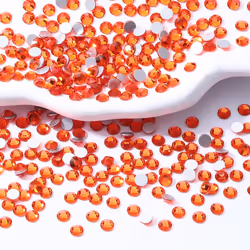 Meibite Hyacinth Flatback Rhinestones  Glass Rhinestones for Nail Art and Craft  Glue Fix  Loose Crystal Gemstones(Orange  SS6  1440pcs  1.9-2.0mm)