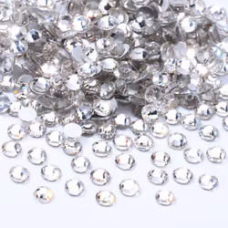 Meibite Crystal Clear Flatback Rhinestones Glass Rhinestones for Nail Art and Craft Glue Fix Loose Crystal Gemstones(Cryst ...