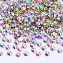 Meibite Crystal AB Flatback Rhinestones Glass Rhinestones for Nail Art and Craft Glue Fix Loose Crystal Gemstones(Crystal ...