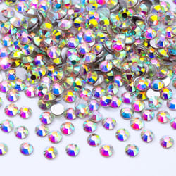 Meibite Crystal AB Flatback Rhinestones  Glass Rhinestones for Nail Art and Craft  Glue Fix  Loose Crystal Gemstones(Crystal AB  SS10  2880pcs  2.7-2.