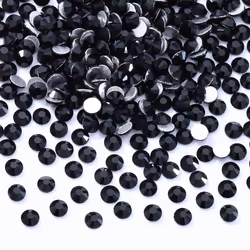Meibite Black Flatback Rhinestones Glass Rhinestones for Nail Art and Craft Glue Fix Loose Crystal Gemstones(Black SS6 2 ...