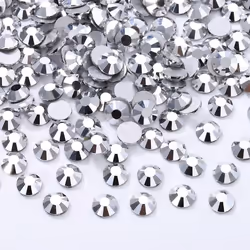 Meibite Silver Flatback Rhinestones Glass Rhinestones for Nail Art and Craft Glue Fix Loose Crystal Gemstones(Silver SS16 ...