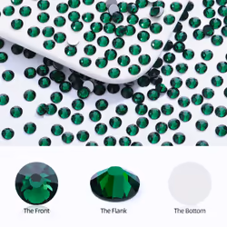 Meibite Green Flatback Rhinestones  Glass Rhinestones for Nail Art and Craft  Glue Fix  Loose Crystal Gemstones(Green  SS10  2880pcs  2.7-2.8mm)