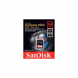 SanDisk Extreme PRO 64GB SDXC Memory Card up to 170MB/s, UHS-1, Class 10, U3, V30, Black