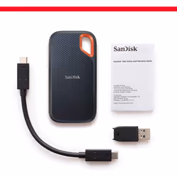 SanDisk Extreme 500GB Portable NVMe SSD, USB-C, up to 1050MB/s Read and 1000MB/s Write Speed, Water and Dust-Resistant