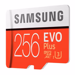 Samsung EVO Plus 256 GB microSDXC UHS-I U3 100 MB/s Full HD & 4K UHD Memory Card with Adapter (MB-MC256GA) - Red/White