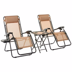 Amazon Basics Zero Gravity Chair with Side Table, Set of 2, Beige
