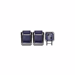 Amazon Basics Zero Gravity Alloy Steel Chair with Side Table For Relaxing, Cup Holders,Reclining,Foldable, Set of 2, Blue
