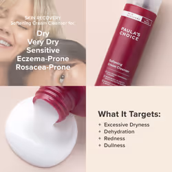 Paula's Choice SKIN RECOVERY Cream Cleanser  8 Ounce Bottle for Extra Sensitive  Redness and Rosacea Prone Skin  Normal to Very Dry Facial Skin