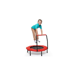 Portable 36 Inches Kid Trampoline w Handle for Stability and Safety Pad- Foldable Handrail for Easy Storage- Fitness Rebounder Trampoline for Kids and