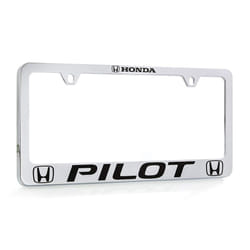 Honda Pilot Wordmark Chrome Plated Zinc Metal License Plate Frame Holder Wide Bottom Engraved 2 Hole