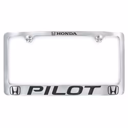 Honda Pilot Wordmark Chrome Plated Zinc Metal License Plate Frame Holder Wide Bottom Engraved 2 Hole