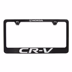 Honda CR-V Black Coated Zinc License Plate Frame Holder Wide Bottom engrave 2 Hole