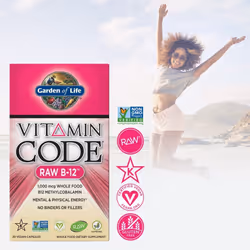 Garden of Life Vegan Vitamin B12 1000 mcg - Vitamin Code Raw B12 Whole Food Supplement, 30 Capsules