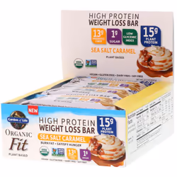 Garden of Life, Organic Fit, High Protein Weight Loss Bar, Salted Caramel Chocolate, 12 Bars, 1.94 oz (55 g) Each