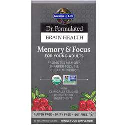 Garden of Life, Dr. Formulated Brain Health, Memory & Focus for Young Adults, 60 Vegetarian Tablets