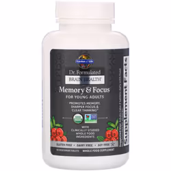 Garden of Life, Dr. Formulated Brain Health, Memory & Focus for Young Adults, 60 Vegetarian Tablets