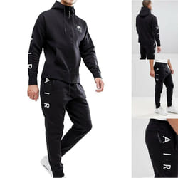Nike Air Mens Tracksuit Full Set Black Hoodie Pant - Large