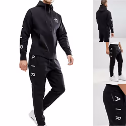 Nike Air Mens Tracksuit Full Set Black Hoodie Pant - XL