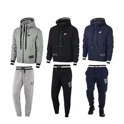 Nike Air Mens Tracksuit Zip Logo Hoodie Bottoms - Large, Grey