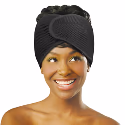 DONNA DELUXE FOAM MESH WRAP OLIVE  VITAMIN E TREATED Curly Hair Care Essentials Face Wash Makeup and Headband for Women 1PC B ...