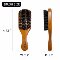 Titan Club Wave Brush for Men - 100% Natural Boar Bristles  Durable Wooden Handle  Smoothing Brush for All Hair Types  Restores Shine and Waves