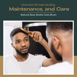 Titan Club Wave Brush for Men - 100% Natural Boar Bristles  Durable Wooden Handle  Smoothing Brush for All Hair Types  Restores Shine and Waves