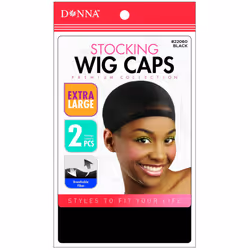 DONNA Stocking Wig Caps 2pcs XL Black Wig Head Wig Caps for Women Hair Bonnet for Sleeping Hair Net